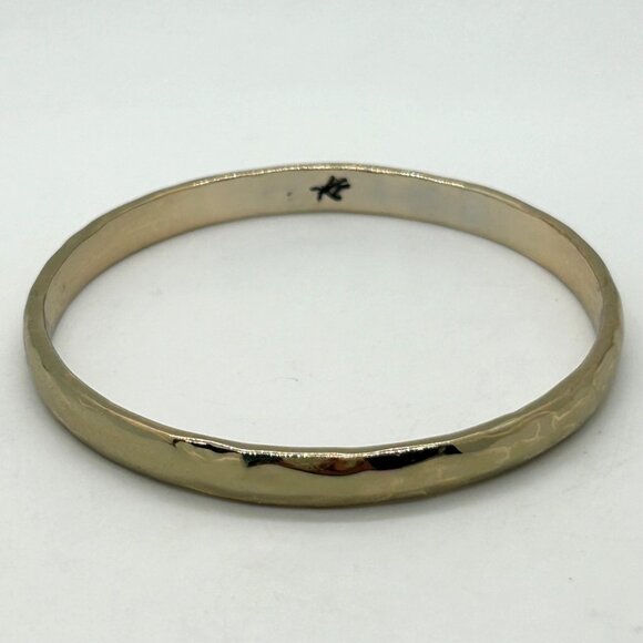 Kenneth Cole Jewelry - Vintage Kenneth Cole Bangle Bracelet Gold Tone Hammered Signed Stackable SZ 7.5